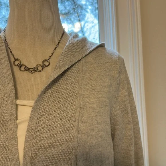 The White Company Hooded Open Cardigan, Merino/Cotton, light Grey, Medium, EUC - Picture 6 of 8